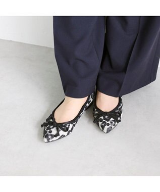 MODE ET JACOMO <carino>ポインテッドトゥバレエシューズ グレーコンビ