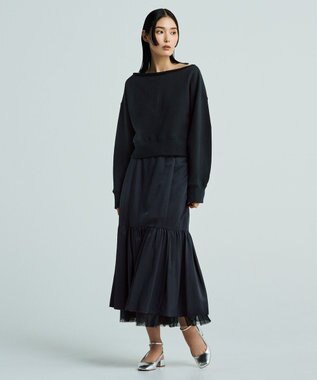 uncrave 【撥水・UVカット】ナイロンタスラン ティアードスカート（uncrave WHITE） ブラック