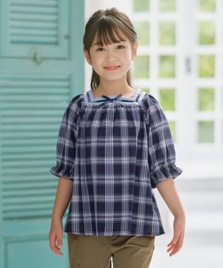 組曲 KIDS 【150-160㎝】プランタンチェック ブラウス