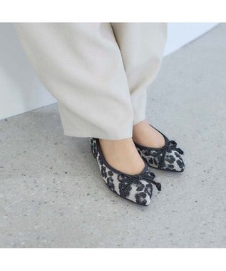 MODE ET JACOMO <carino>ポインテッドトゥバレエシューズ グレーコンビ