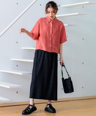 23区 【洗える】デニムライクシャンブレー Iライン スカート ブラック系