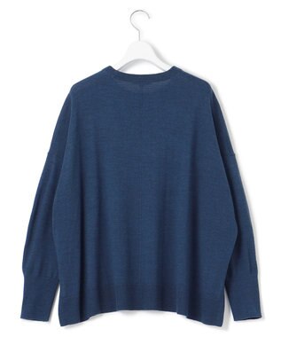 23区 S 【WEB限定カラーあり/洗える】ウーステッドウール ビッグシルエット ニット ダルブルー系