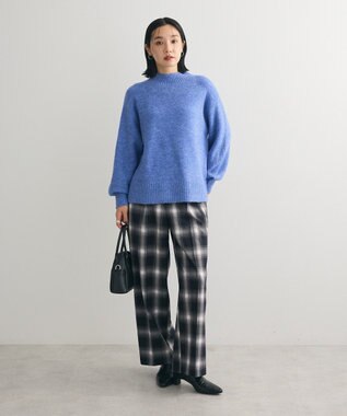 Green Parks あったかきれシル柄　ワイドストレートパンツ Check Black