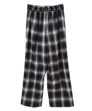 Green Parks あったかきれシル柄　ワイドストレートパンツ Check Black