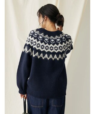 CRAFT STANDARD BOUTIQUE 求心柄ニットプルオーバー Navy