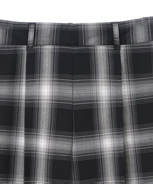 Green Parks あったかきれシル柄　ワイドストレートパンツ Check Black