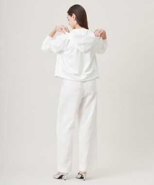 ICB 【洗える】サテンボンディング ジップアップパーカー オフホワイト系