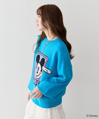 Green Parks ミッキー＆フレンズ／ジャガードニットプルオーバー Blue