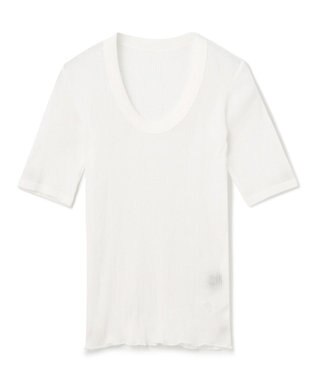 uncrave 【手洗い可】シアー ランダムリブ Uネック カットソー（uncrave STANDARD） オフ