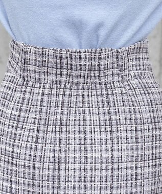 Tiaclasse 【洗える】大人華やかなツイードフレアスカート グレー