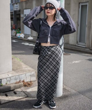 WEGO バタフライWジップショートパーカー ダークグレー