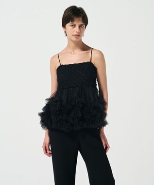 GRACE CONTINENTAL チュールフリルキャミソール ブラック
