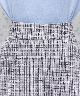 Tiaclasse 【洗える】大人華やかなツイードフレアスカート グレー