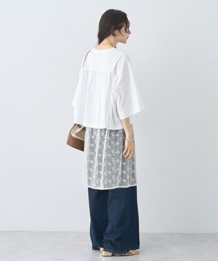 earth music&ecology フラワー刺繍レイヤードスカート Ecru