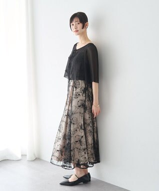 YECCA VECCA 【2点SET】フラワー柄スパンコール刺繍ドレス Ivory