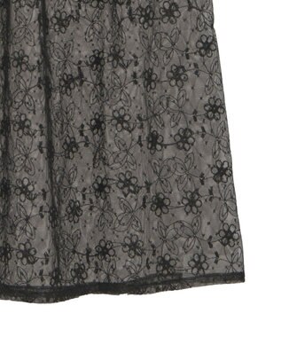 earth music&ecology フラワー刺繍レイヤードスカート Black