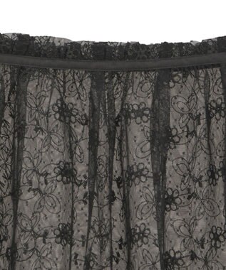 earth music&ecology フラワー刺繍レイヤードスカート Black