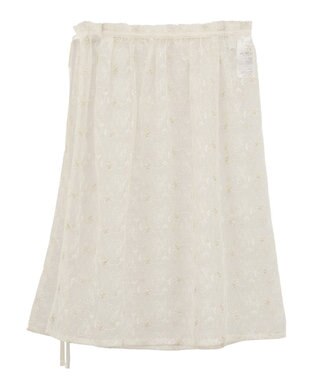 earth music&ecology フラワー刺繍レイヤードスカート Ecru
