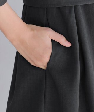 Tiaclasse L 【洗える】ウール調Aラインワンピース チャコールグレー