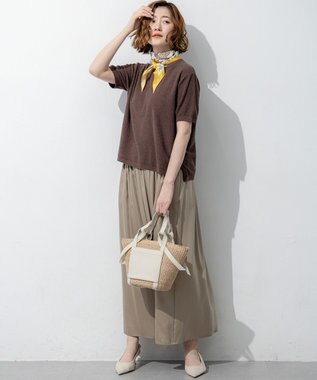 23区 コットンナイロンミニブークレ ニットT ブラウン系