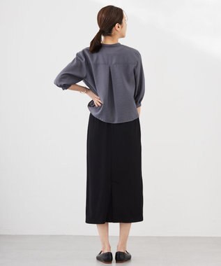 J.PRESS LADIES 【洗える】シアーブライトローン バンドカラー ブラウス グレー系