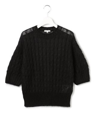 23区 S 【R(アール)】モヘヤ混 ケーブルニット ブラック系