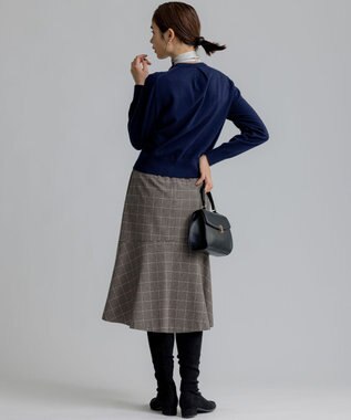 組曲 L 2WAYウォームストレッチ チェックスカート ベージュ系3