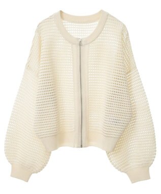 AMERICAN HOLIC ジップアップメッシュニットカーディガン Ivory