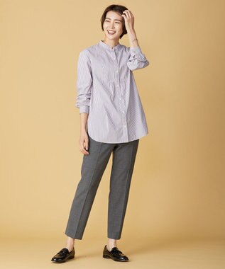 J.PRESS LADIES 【洗える】アルガンシルクチェック テーパード パンツ ライトグレー系3