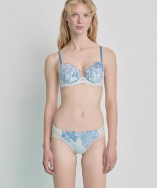 une nana cool 【ベロアのレースが特別感を演出】クリスマスモチーフブラ グレイッシュブルー