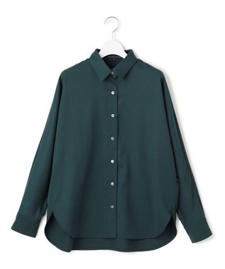 23区 【滝沢眞規子さん着用/洗える】メリノウールサテン 2WAYドルマンスリーブシャツ グリーン系