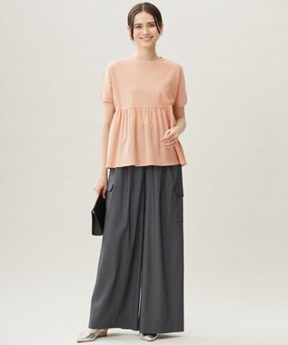 自由区 【カタログ掲載・接触冷感・UVカット・洗える】デニムライクボトムフレアワイド パンツ インディゴ