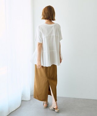 YECCA VECCA 【DOLL UP OOPS】異素材切替フレアートップス Off White