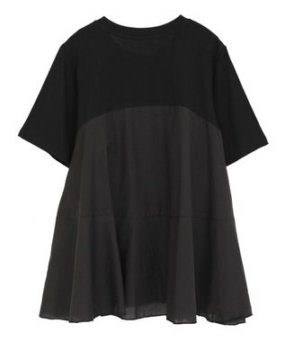 YECCA VECCA 【DOLL UP OOPS】異素材切替フレアートップス Black