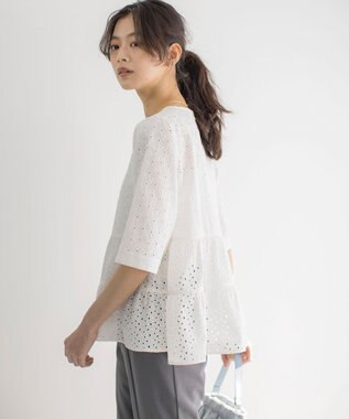 組曲 S エンブロイダリーレースフリル ブラウス アイボリー系