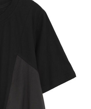 YECCA VECCA 【DOLL UP OOPS】異素材切替フレアートップス Black