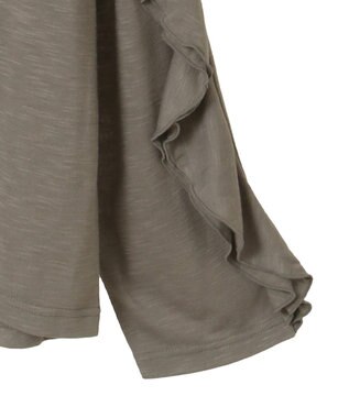 Green Parks ・ＳＵＧＡＲ　ＳＰＯＯＮ　ラッフルスリーブロンＴＥＥ Gray Beige