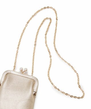 TOPKAPI 【TOPKAPI】シュリンクレザー パール チェーン ショルダー バッグ / スマホショルダー ゴールド
