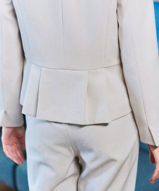 Tiaclasse L 【ダブルクロス・洗える】ノーカラージャケット グレージュ