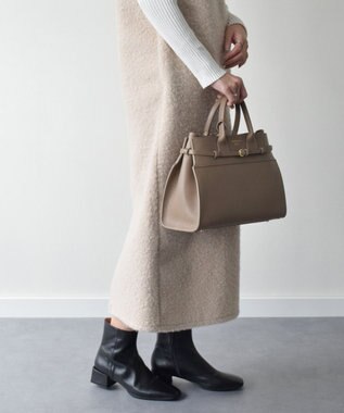 INTER-CHAUSSURES 【CHRISTIAN VILLA】レザーハンドバッグ オーク