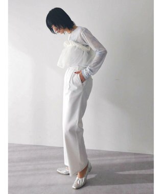 Green Parks ストレートタックデニムパンツ White