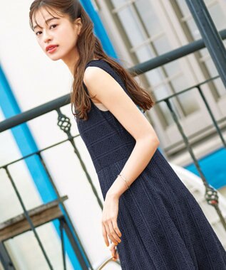 Tiaclasse 【新色追加・洗える】大人上品な総レースワンピース ネイビー