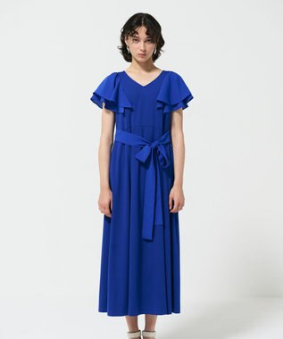 GRACE CONTINENTAL フリルスリーブカットワンピース ブルー
