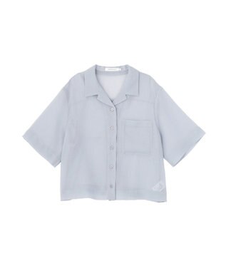 AMERICAN HOLIC シアーショート丈開襟シャツ Sax