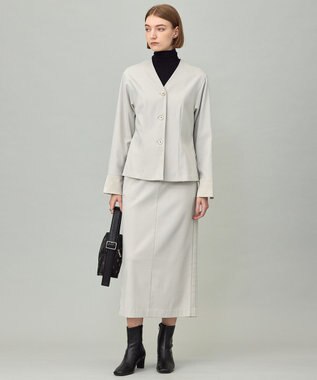 ICB 【CLASSY.掲載・裏起毛】 ウォームサテン Iラインスカート トープ系