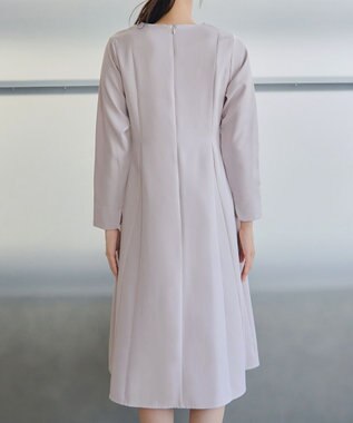 Tiaclasse L 【安田美沙子さん着用・洗える】フレアAラインリボンワンピース ラベンダーグレー