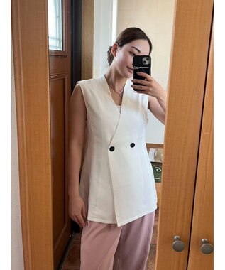 Green Parks AnriettMusee ネック切替デザインベスト Off White