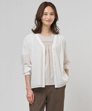 J.PRESS LADIES 【冷房対策に】シアードライトリコット Vネック カーディガン