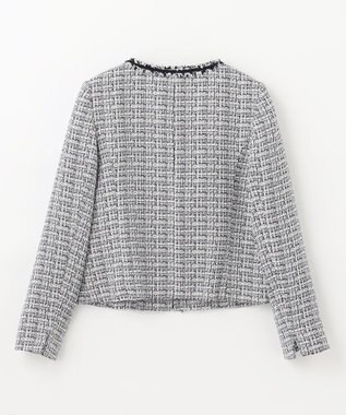 ANY ファンシーラメツイード ノーカラージャケット ホワイト系3