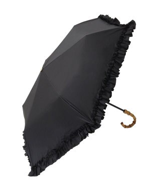 Maison de FLEUR 遮光&UV CUT フリル折りたたみ傘 Black